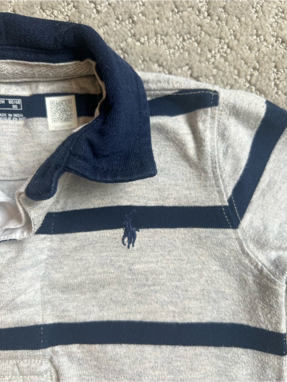 Polo Ralph Lauren Baby Boys Striped Cotton Jersey Rugby Coveralls Size 12 Months - Picture 3 of 5